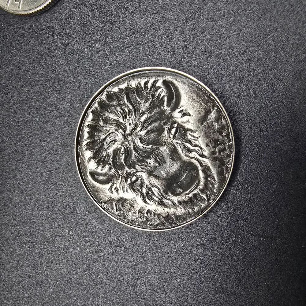 Silver Tone Buffalo Head Medallion Crafting Piece Jewelry Making